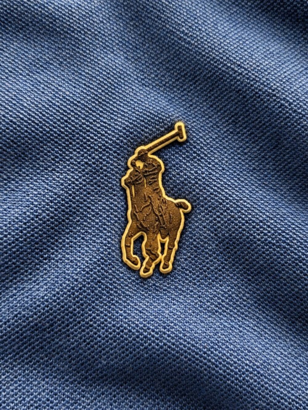 Polo Ralph Lauren Blue Polo Shirt XL Black Red Tipped Collar Pony Logo - Picture 4 of 8